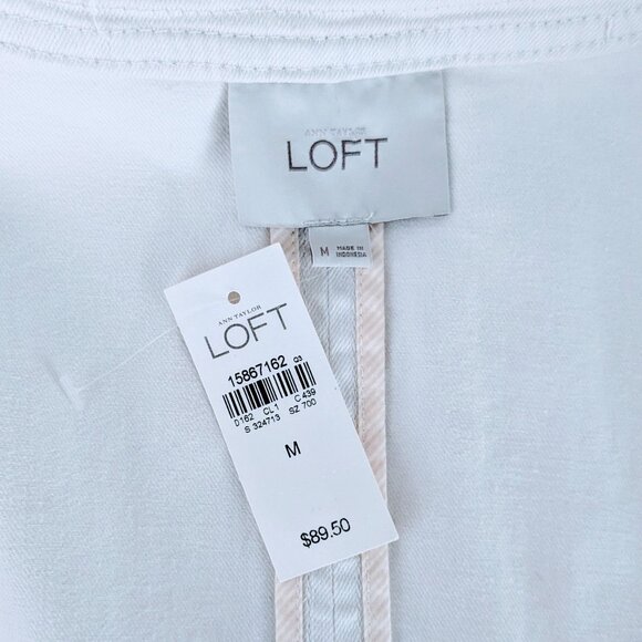 ANN TAYLOR LOFT Women's Bolero Textured Trim Jacket  Size M  Ivory  NWT - Picture 8 of 8